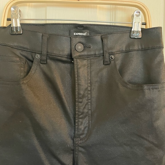 EXPRESS High Waisted Black Coated Skinny Jeans - Picture 5 of 7